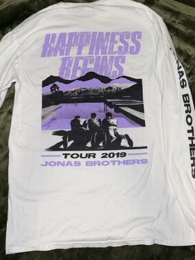 Jonas Brothers 2019 Tour 'Happiness Begins' White Long Sleeve Concert Band Tee